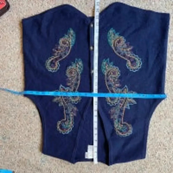 VTG Koret Paisley Stitched Embroidery 100% Wool Vest Women Size M - Picture 2 of 6